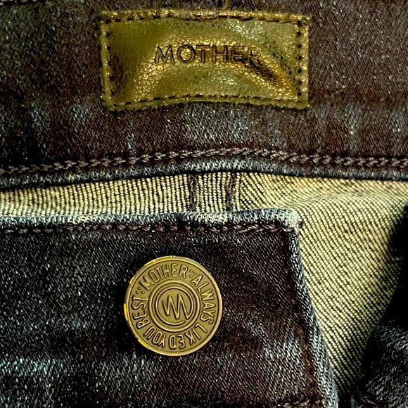 MOTHER The Hustler Ankle Fray Howling at the Disco Ball Dark Blue Denim Size 28 - Picture 10 of 14